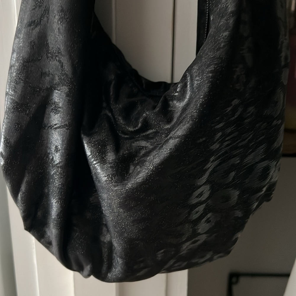 Elegant Black Printed Women's Bag w silver hardware
